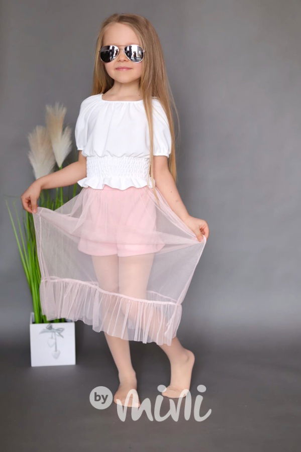 2v1 tylová sukně a šortky pink