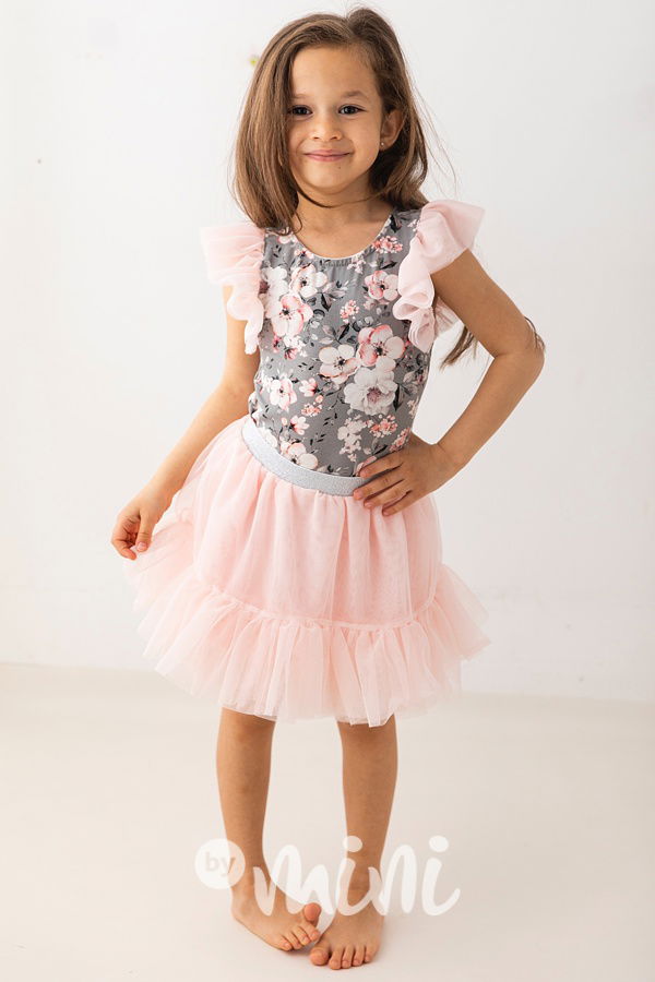 Lososová maxi tutu tyl sukně Lily Grey