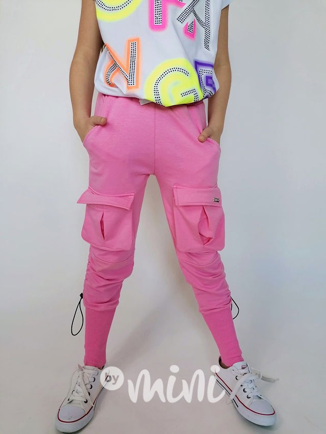 Růžové dívčí kapsáče s kapsami