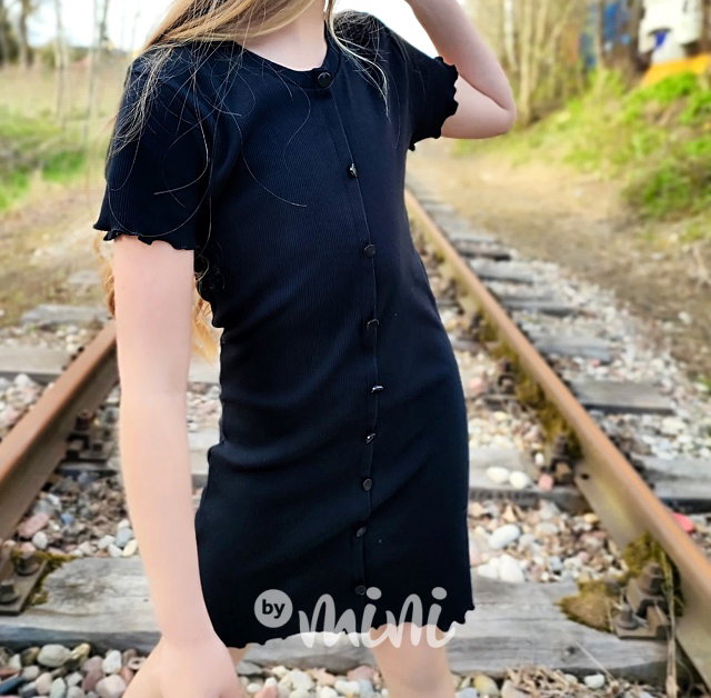 Midi šaty s knoflíčky černé