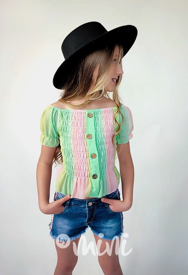 Duhová blůzka s knoflíčky mint