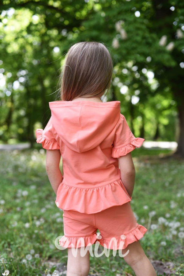Letní šortkový frill set oranž