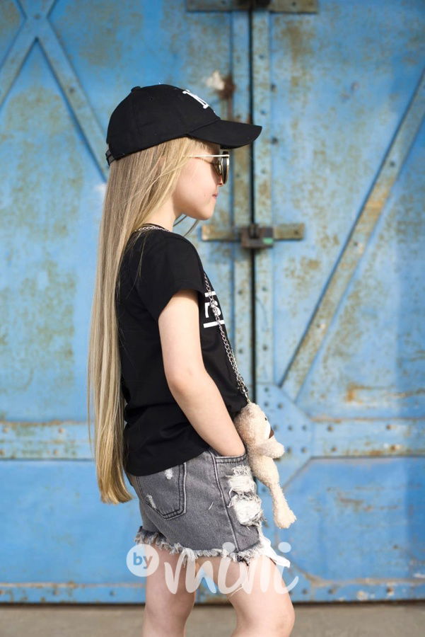 Fashion ripped dark jeans kraťasy