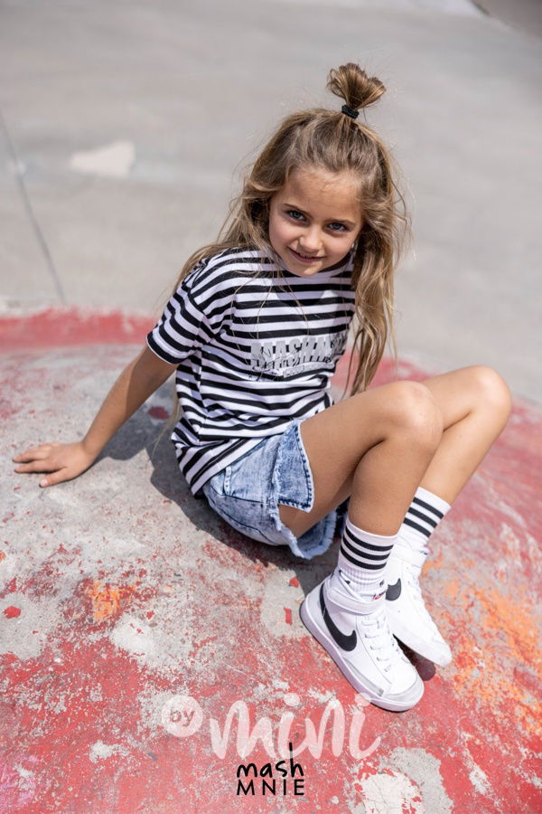 Mash Mnie pruhované triko white/black