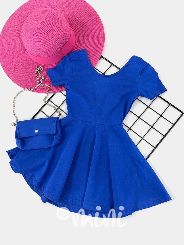 Točivé letní šaty s kabelkou royal blue
