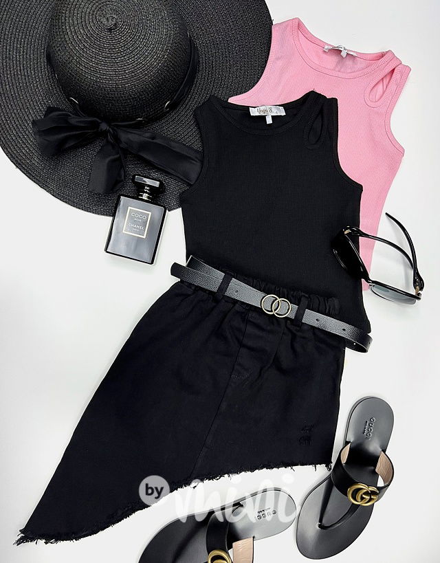 Žebrované tílko black