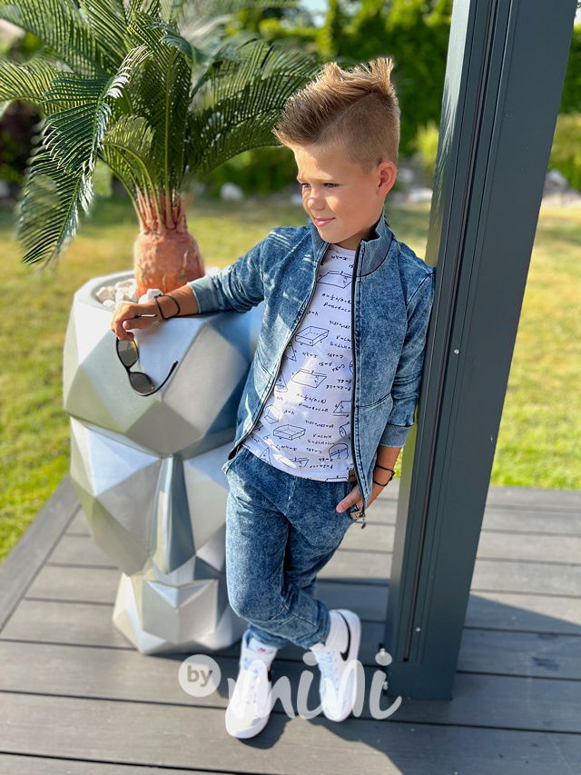 Acid wash denim mikina blue