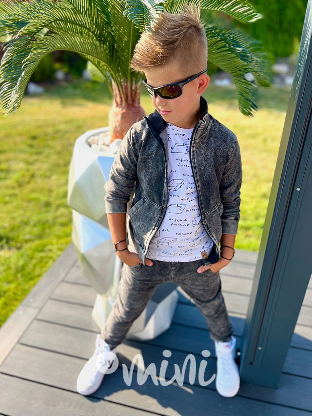 Acid wash denim jogger black