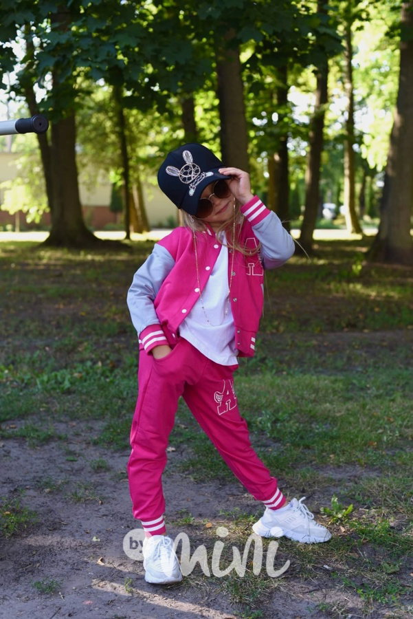 ANGEL sporty tepláky malina/bílá