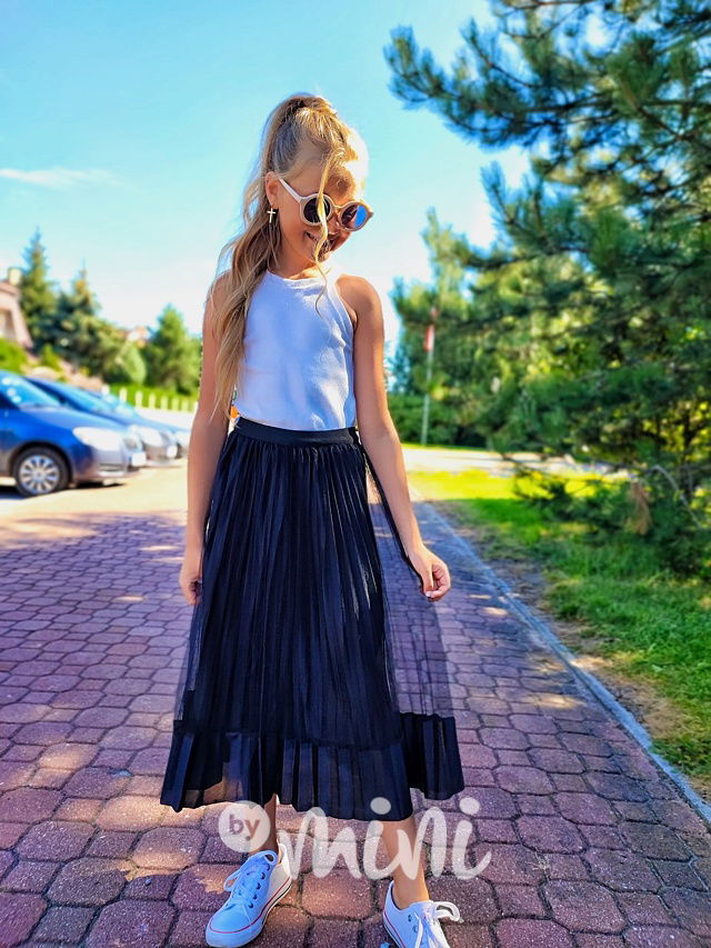 Plisovaná midi sukně černá