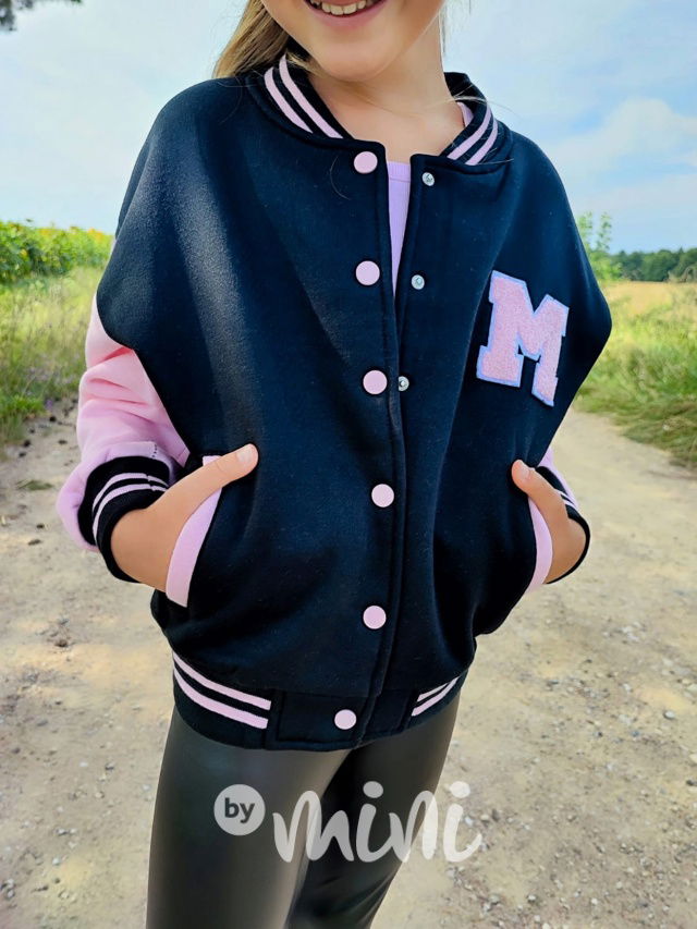 Teplá bomber mikina black/pink