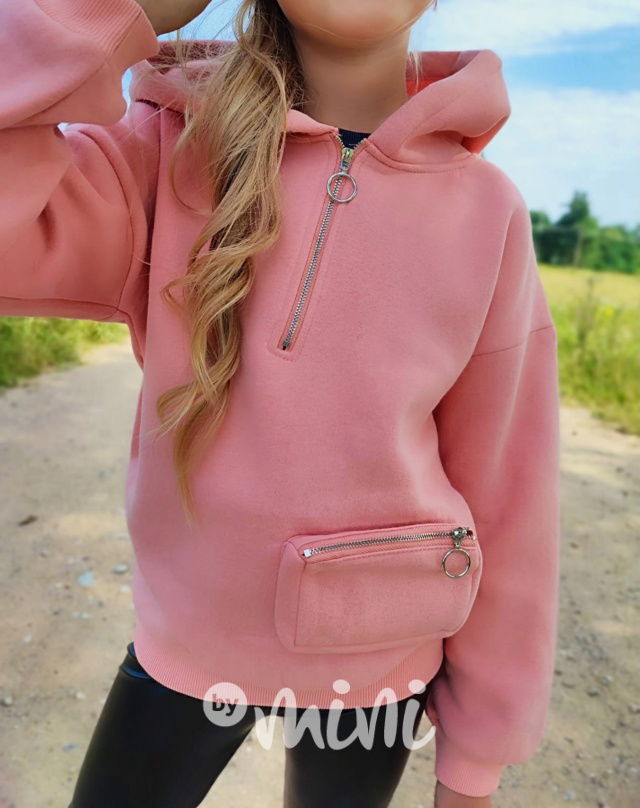 Flísová mikina s kapsičkou pudr
