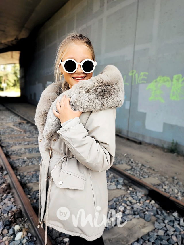 Zimní kožíšková parka tmavě béžová