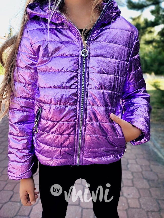 Lila metalická přechodová bunda