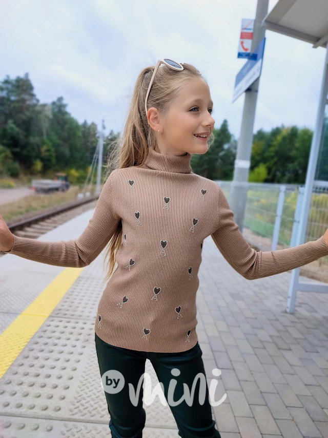 Svetříkový rolák s kamínky béžový