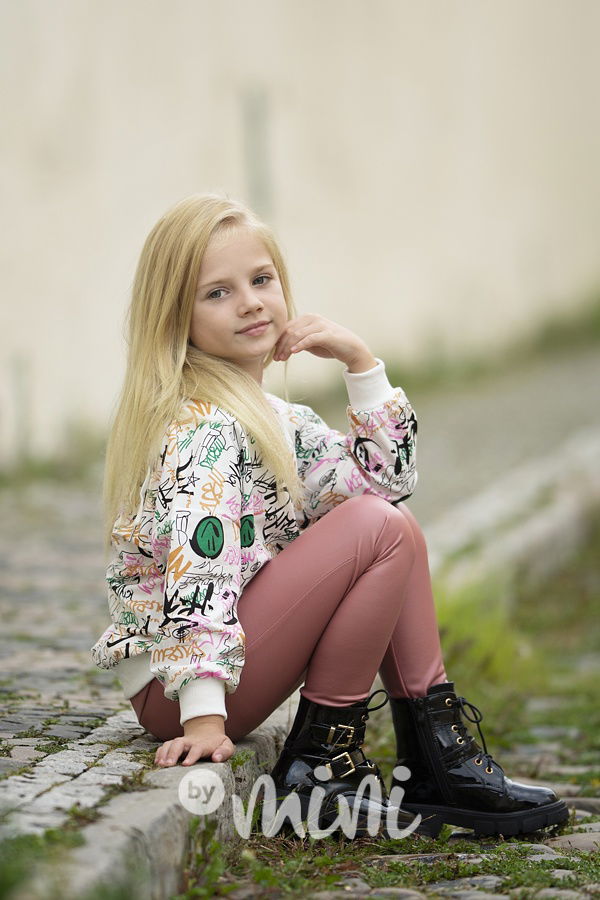 Eco leather thermo legíny pudrové