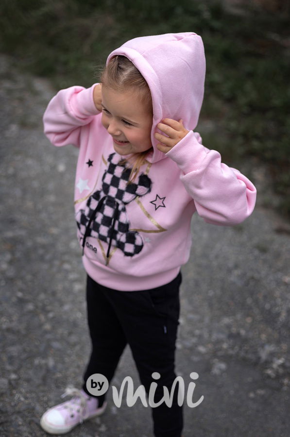 Vyteplená mikina Teddy bear pink