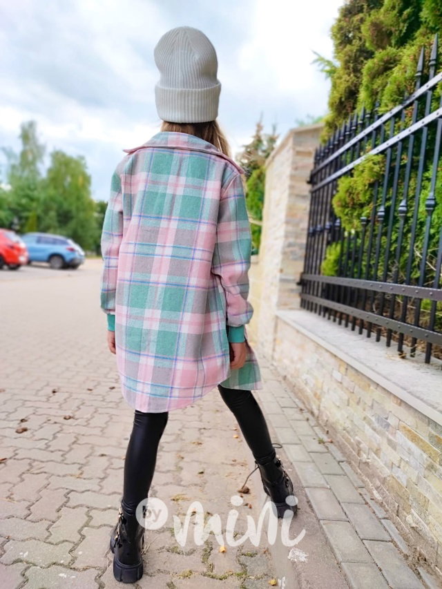 Dlouhá flauš košile pink karo