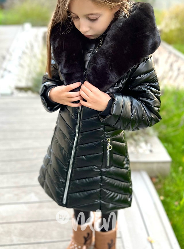 Zimní kabát s kožíškem black