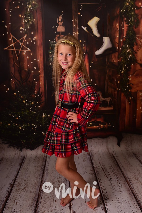 Red karo šaty s páskem