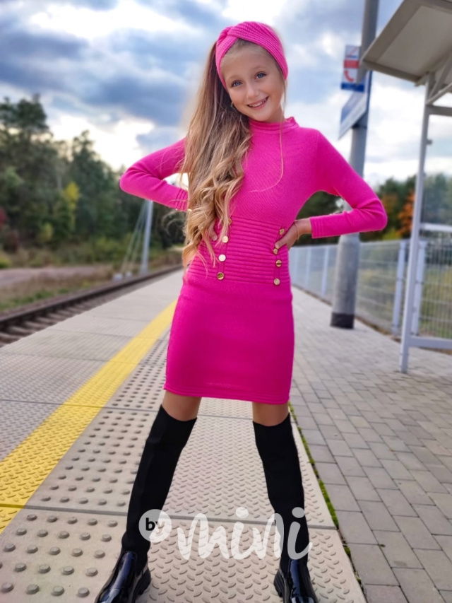 Svetříkové super stretch mini šaty růžové