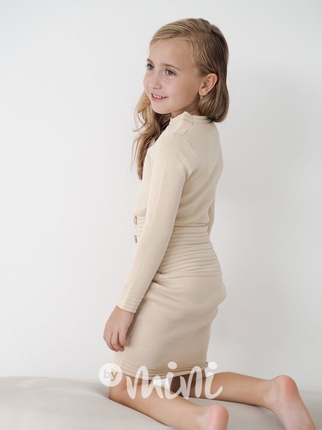 Svetříkové super stretch mini šaty béžové