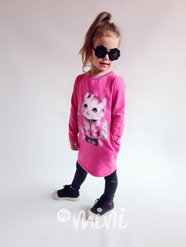 LOVE CATS asymetrická tunika malinová