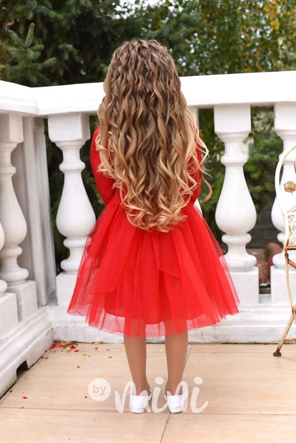 Luxury maxi tylové šaty blossom červené