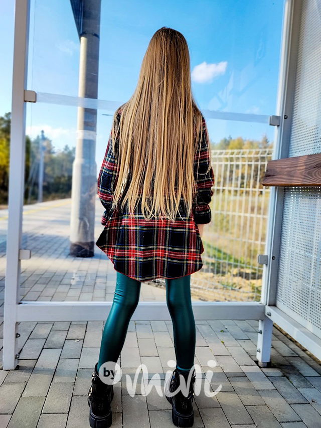 Karo asymetrická košilová tunika s páskem