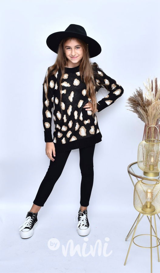 Leopard long svetřík černý