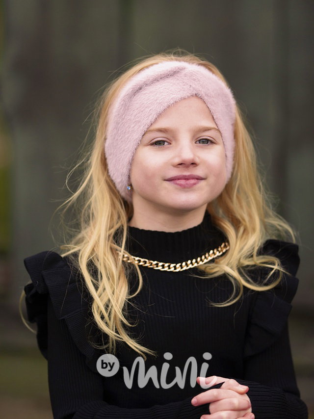 Teplá široká čelenka starorůžová