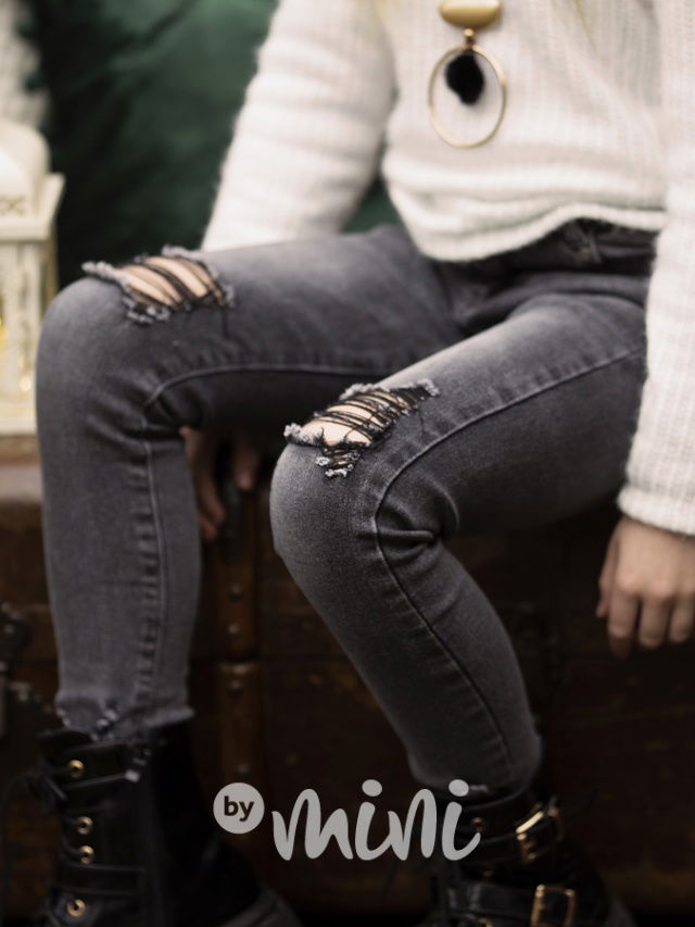 Slim ripped jeansy vintage grey