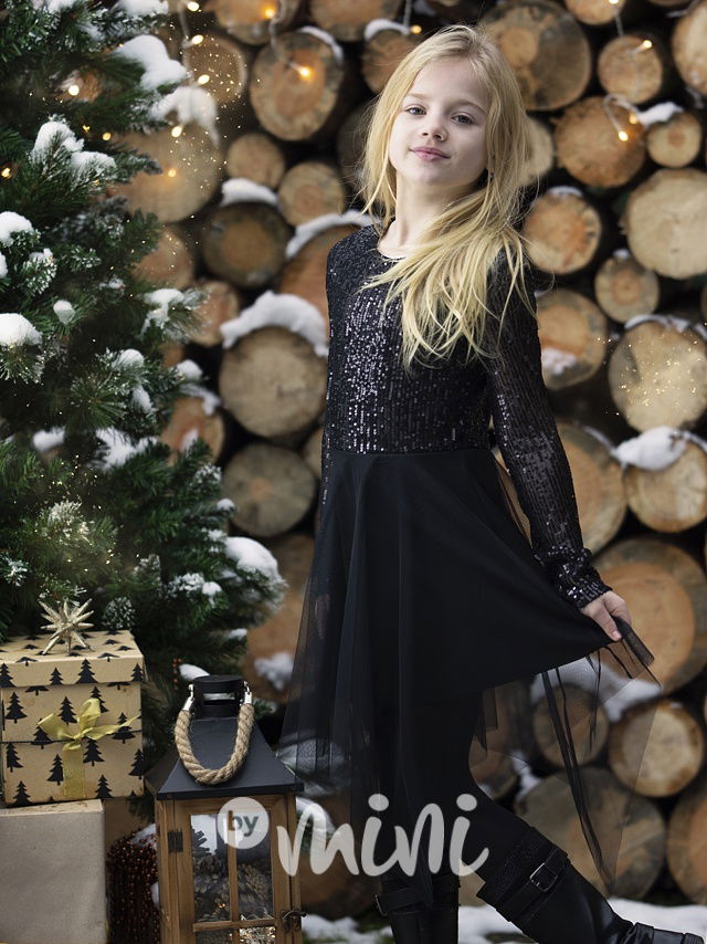 Slavnostní tylové šaty s flitry černé