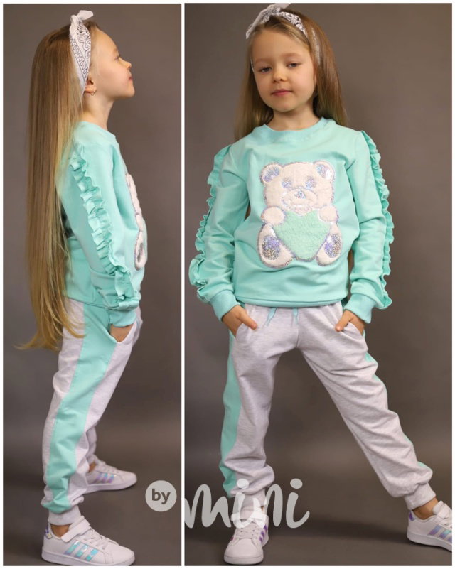 BEAR zateplená souprava mint/grey