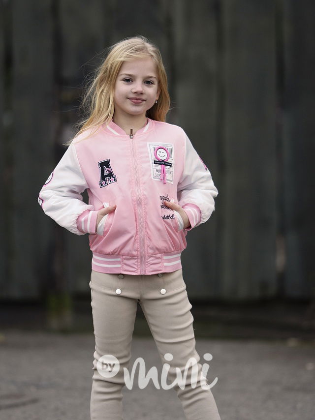Jarní bomber bunda pink/white