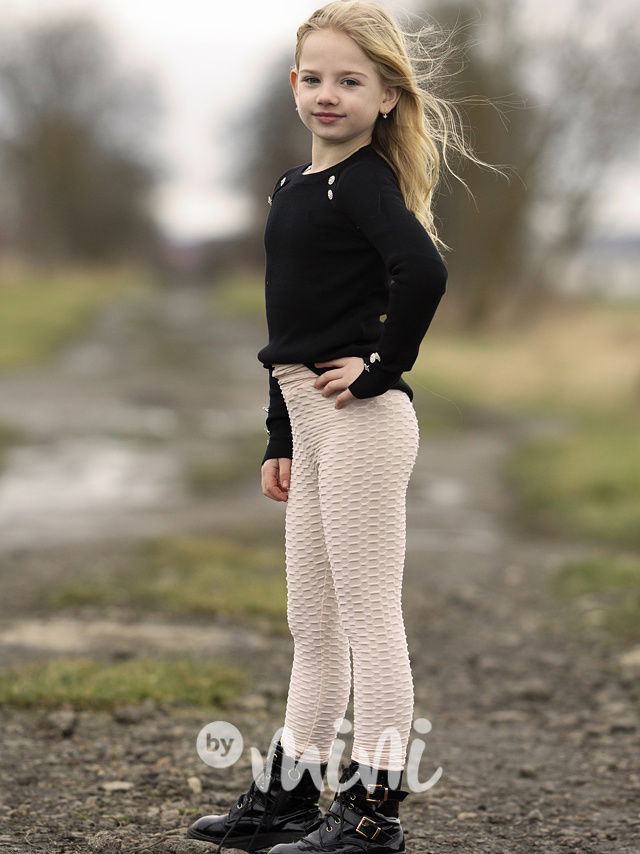 Béžové strukturované stretch legíny