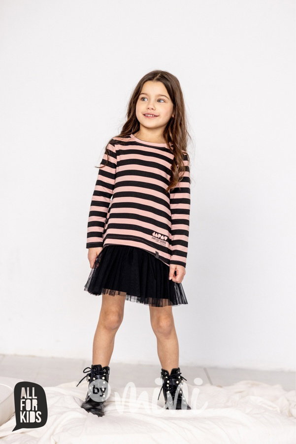 AFK pruhované šaty pink/black