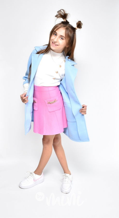 Flaušový kabát s dlouhými náplety frozen