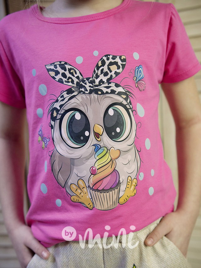 Triko cupcake sovička růžové