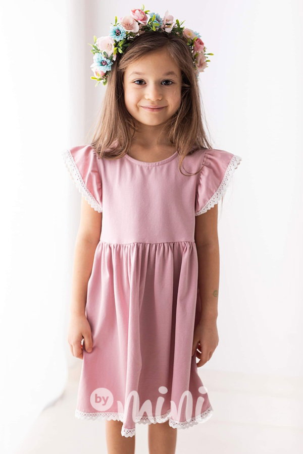 Lily Grey romantic boho šaty s krajkou pudder pink