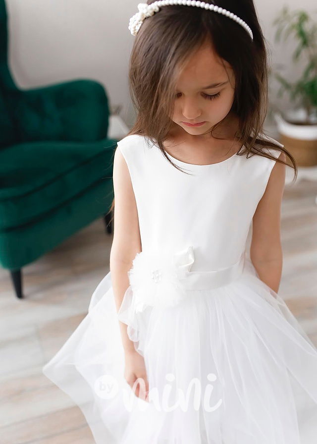 Luxusní šaty pro družičky flower pearl bílé