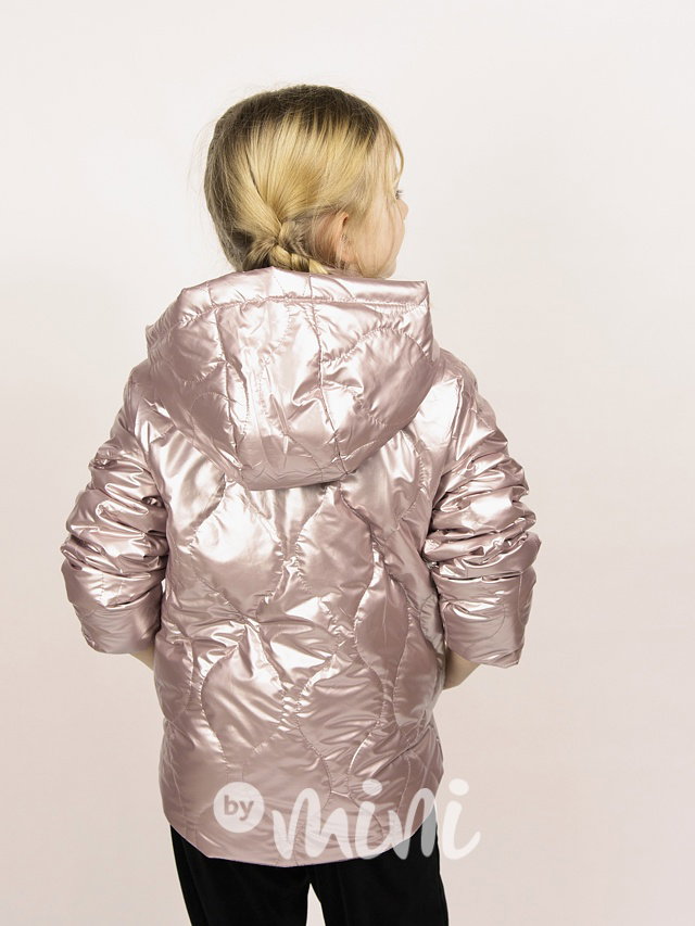 Jarní metalická long bunda pink