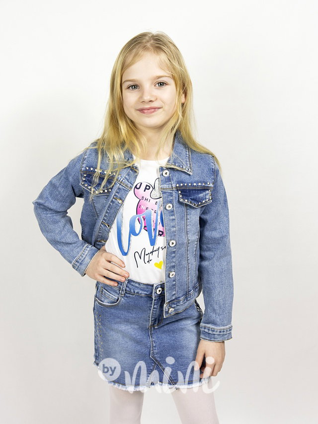 3-dílný jeans komplet LOVE white