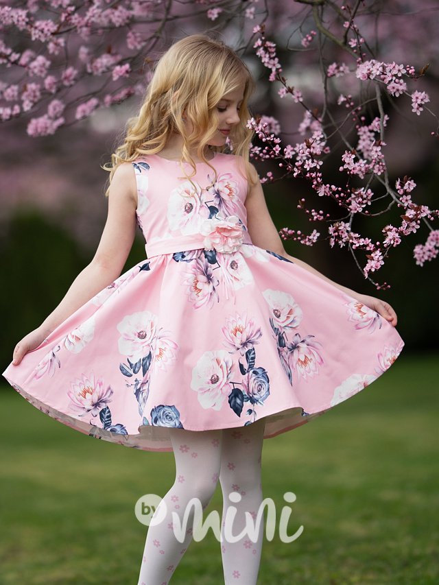 Pastel pink flower šaty