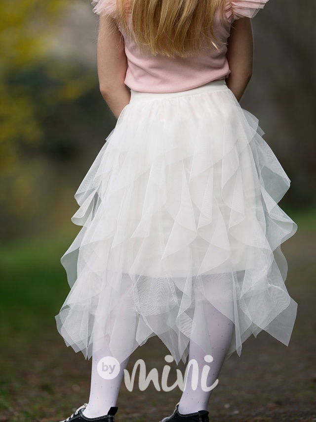 MIDI tylová dívčí sukně bílá