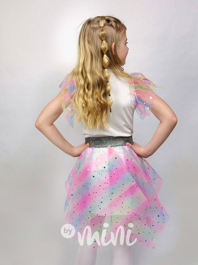 Duhová tylová sukně s hvězdičkami