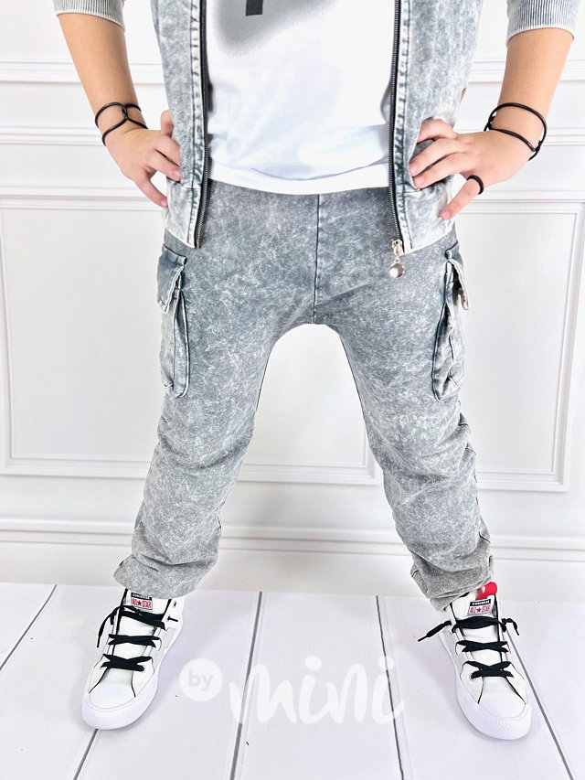 Acid wash jeans chlapecké baggy kapsáče