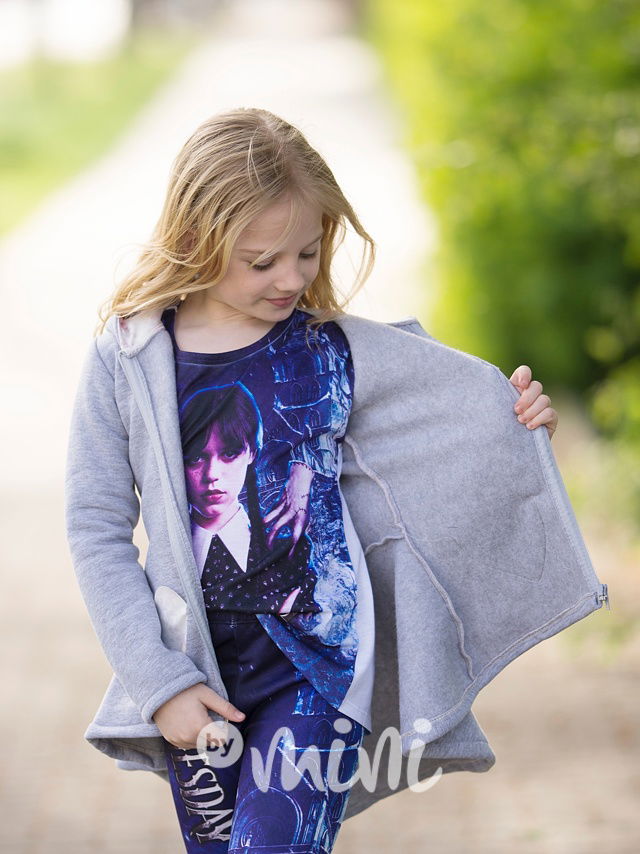 Bunny vyteplený mikčokabátek Flower šedý