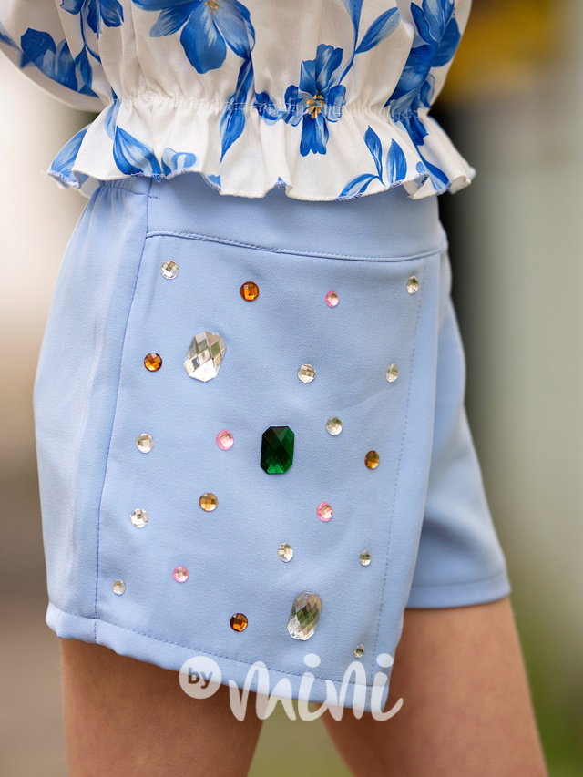 Baby blue sukňokraťasy s kamínky