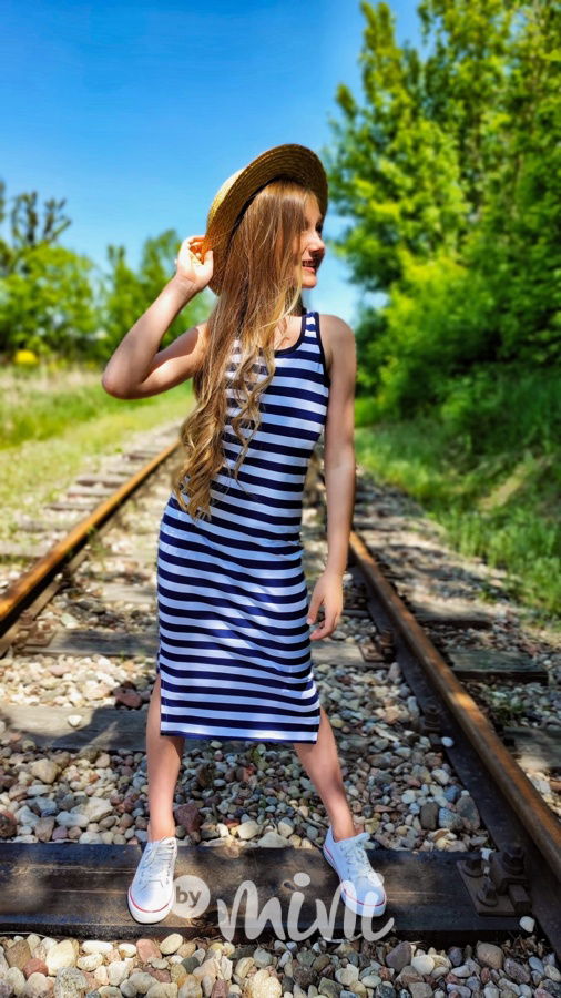 Marina pruhované midi šaty